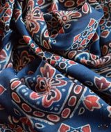 Ajrakh modal silk hand block printed saree