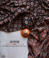 Ajrakh modal silk hand block printed saree