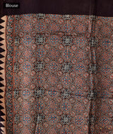 Ajrakh modal silk hand block printed saree