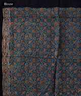 Ajrakh modal silk hand block printed saree