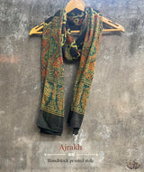 Ajrakh modal silk hand block printed stole