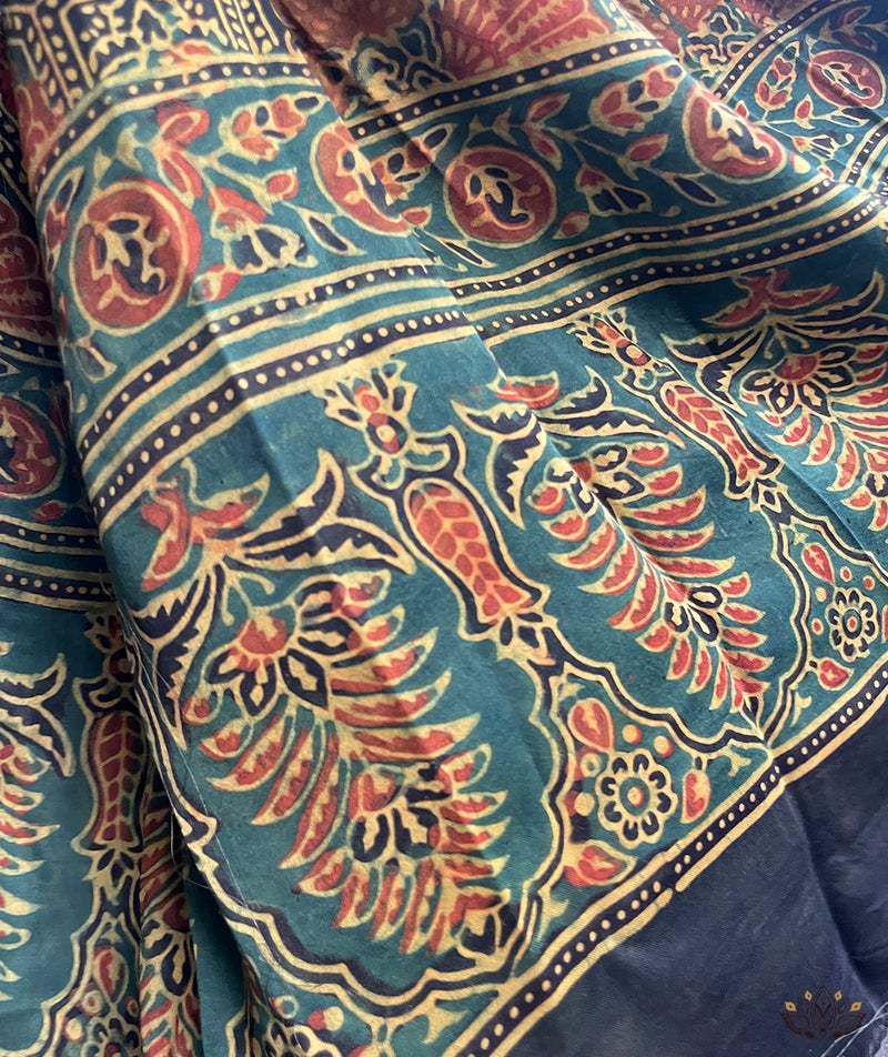 Ajrakh modal silk hand block printed stole