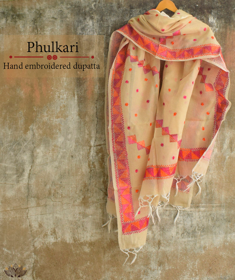 Phulkari Hand Embroidery Dupatta