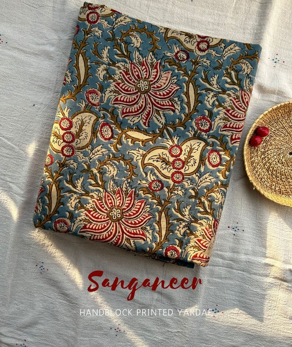 Sanganer Handblock Printed Yardage Fabric