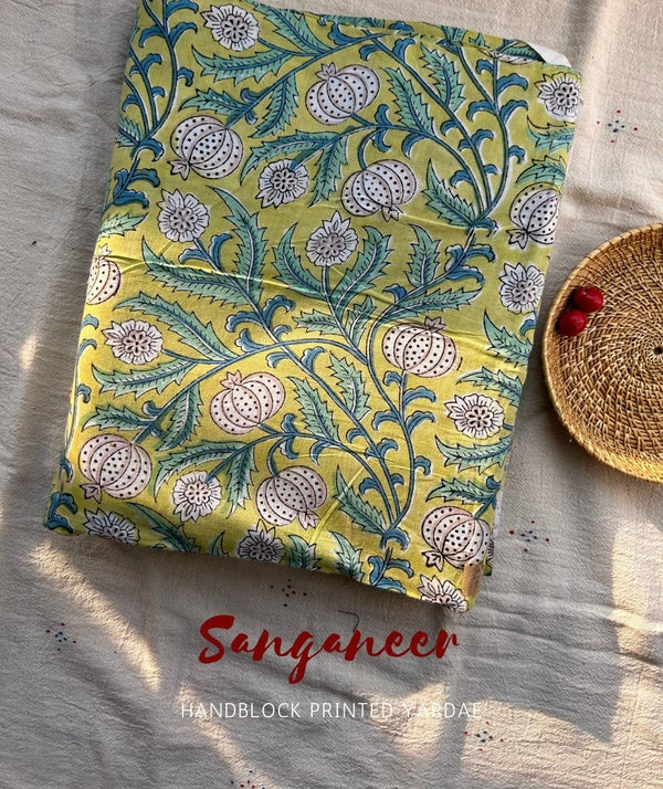 Sanganer Handblock Printed Yardage Fabric