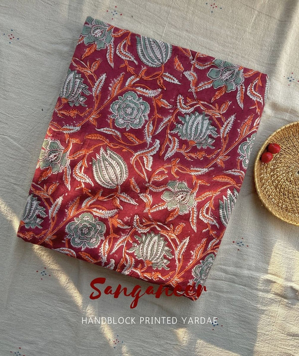 Sanganer Handblock Printed Yardage Fabric