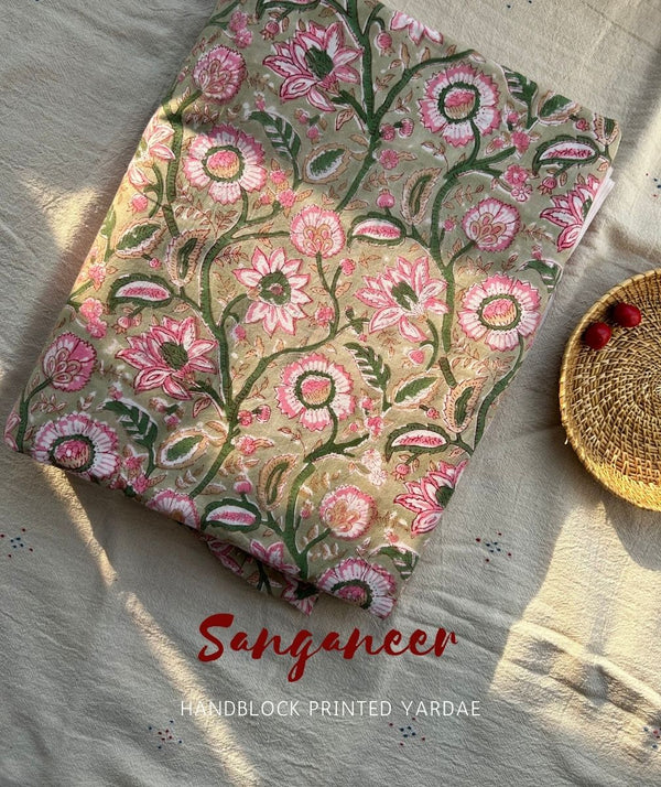 Sanganer Handblock Printed Yardage Fabric