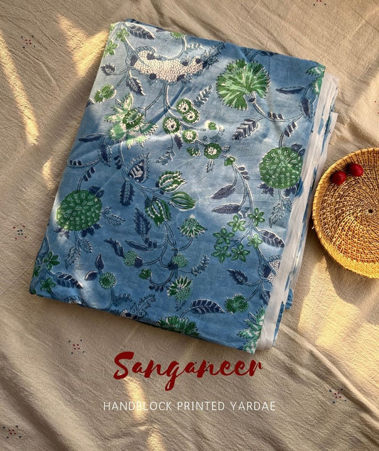 Sanganer Handblock Printed Yardage Fabric