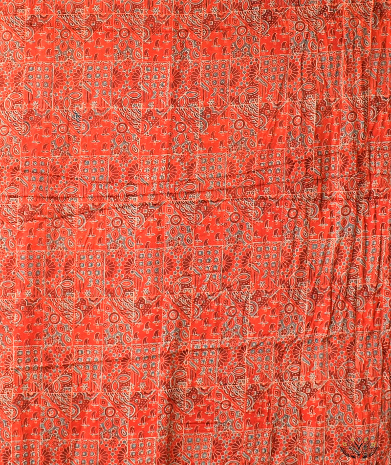 Ajrakh modal silk hand block printed yardage