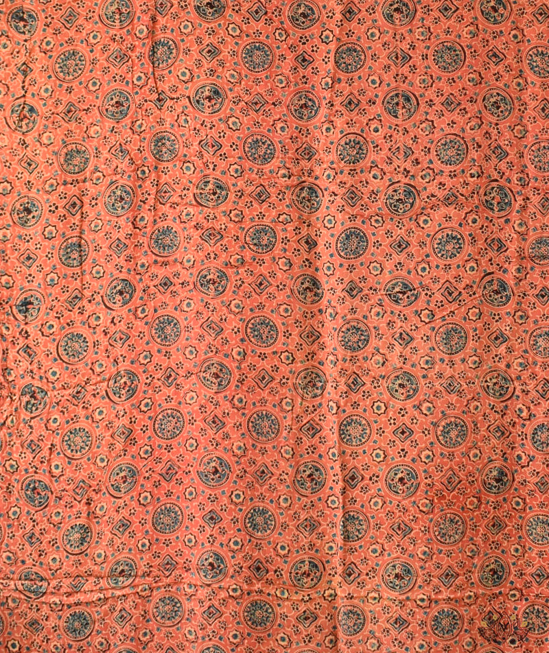 Ajrakh modal silk hand block printed yardage