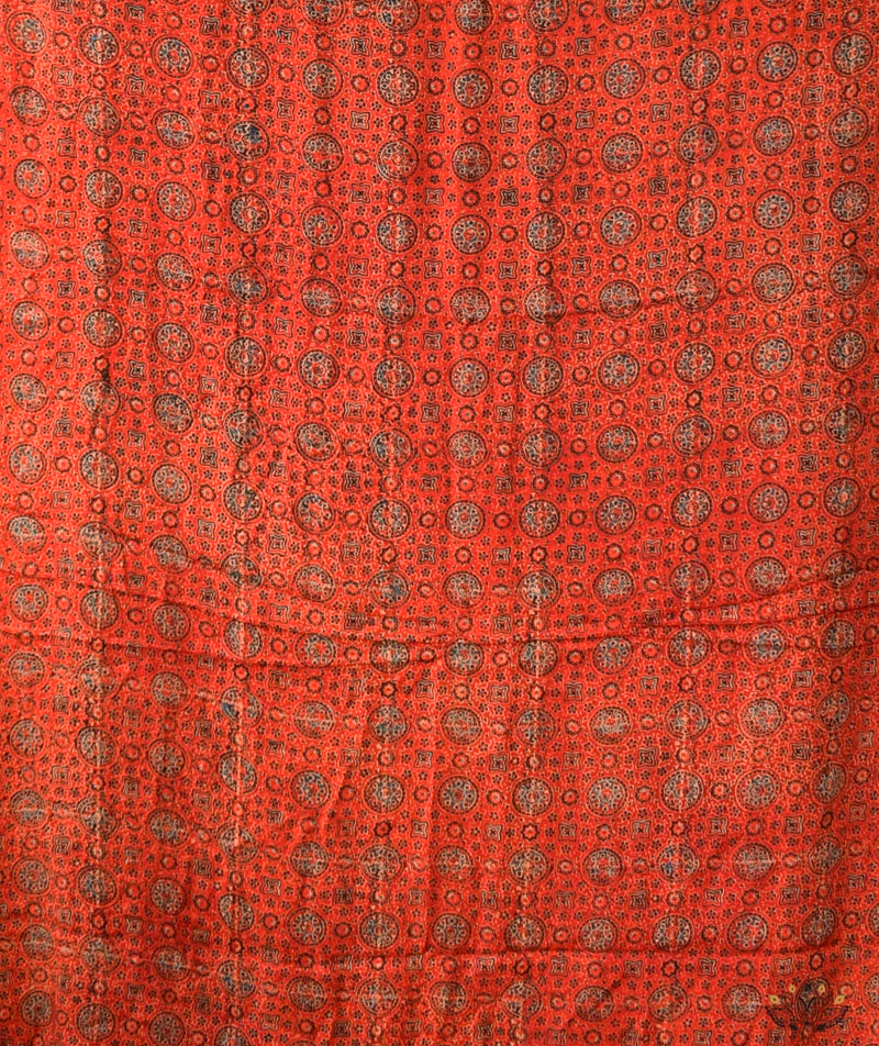 Ajrakh modal silk hand block printed yardage