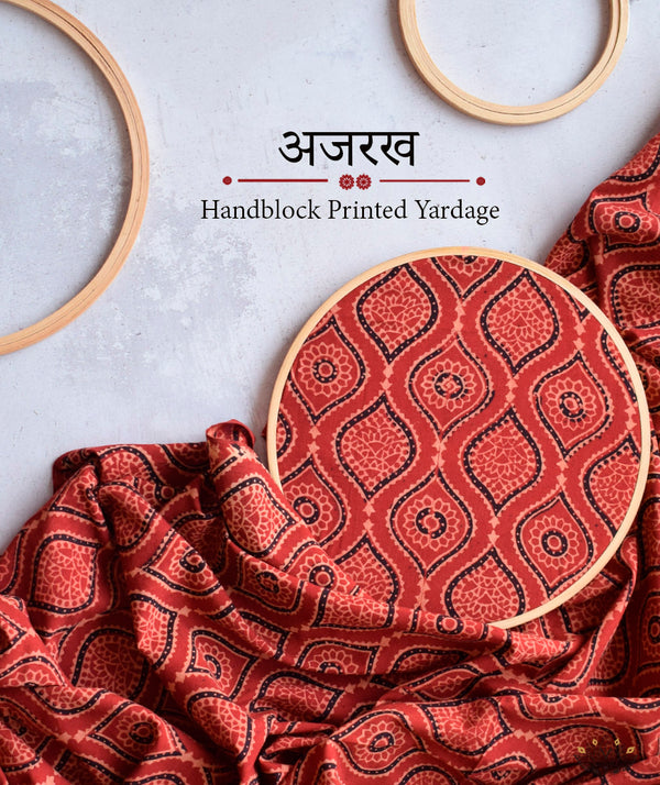 AJRAKH COTTON HAND PRINTED YARDAGE
