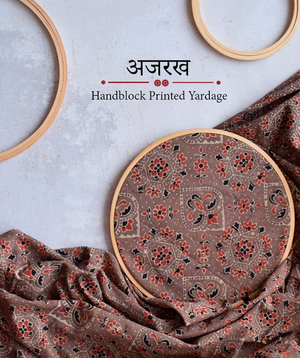 AJRAKH COTTON HAND PRINTED YARDAGE
