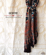 Ajrakh modal silk hand block printed stole