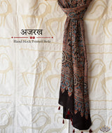 Ajrakh modal silk hand block printed stole