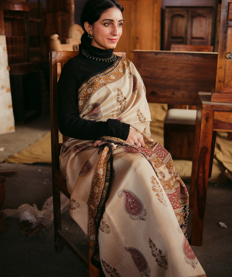 Chanderi Bagru Handblock Printed Saree