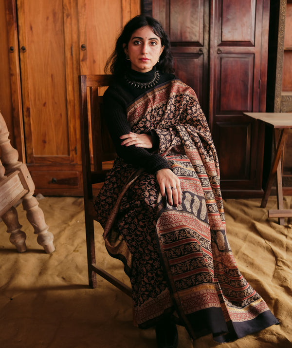 Chanderi Bagru Handblock Printed Saree