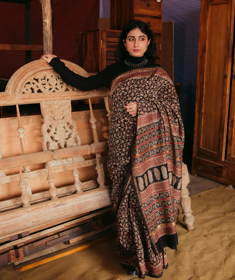 Chanderi Bagru Handblock Printed Saree