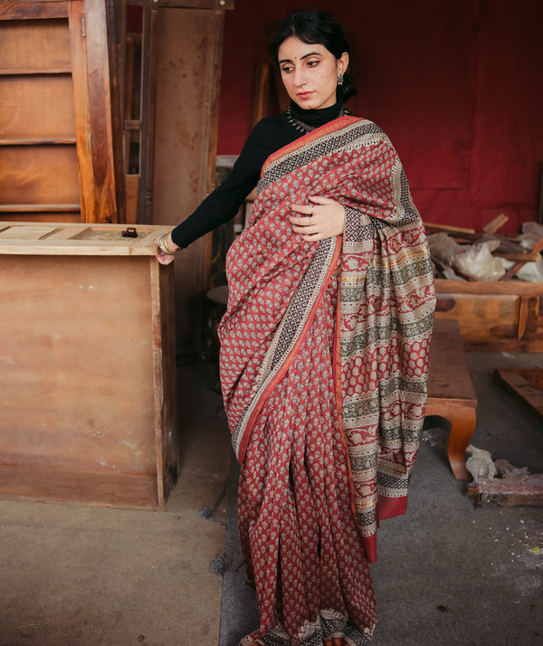 Chanderi Bagru Handblock Printed Saree