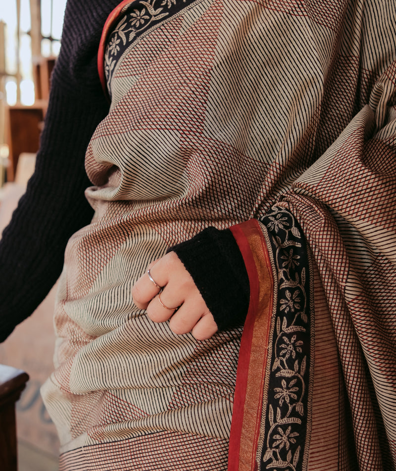 Chanderi Bagru Handblock Printed Saree