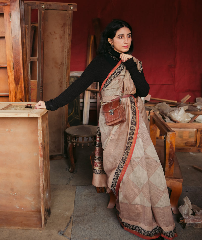 Chanderi Bagru Handblock Printed Saree