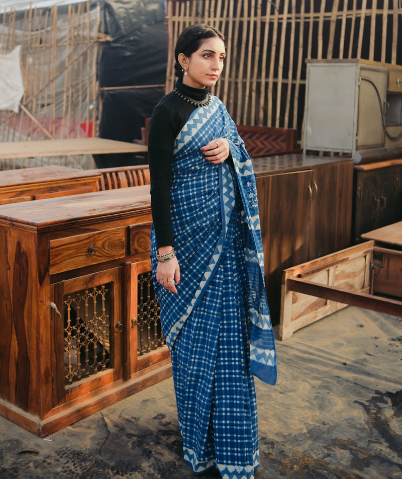 COTTON DABU HANDBLOCK PRINTED SAREE