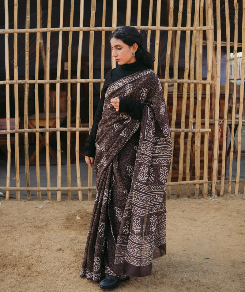 Dabu Georgette Handblock Printed Saree