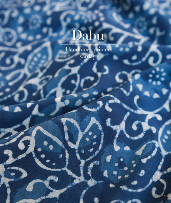 Cotton Dabu Handblock Printed Fabric