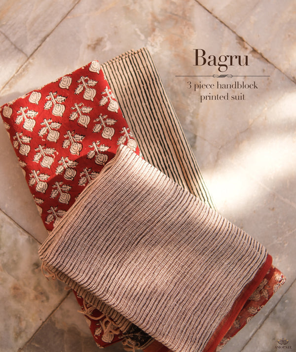 Handblock Printed Bagru cotton Suits with Kota Dupatta