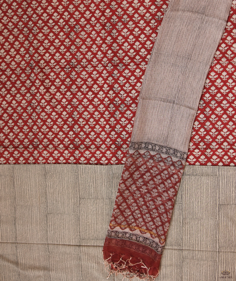 Handblock Printed Bagru cotton Suits with Kota Dupatta