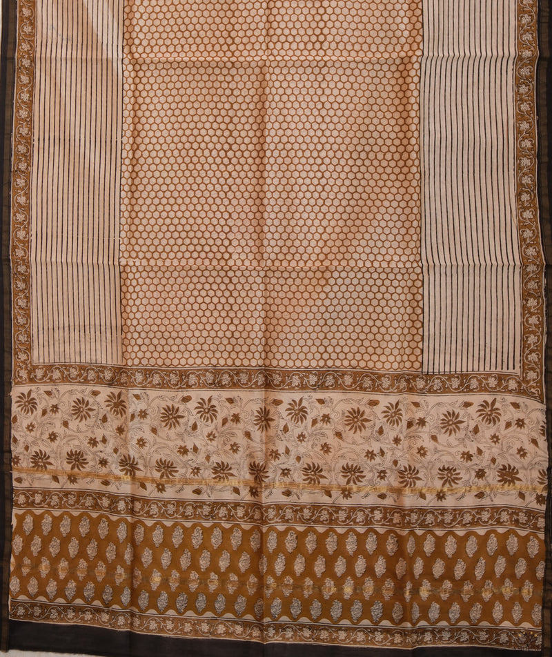 Handblock Printed Bagru Chanderi  Suit