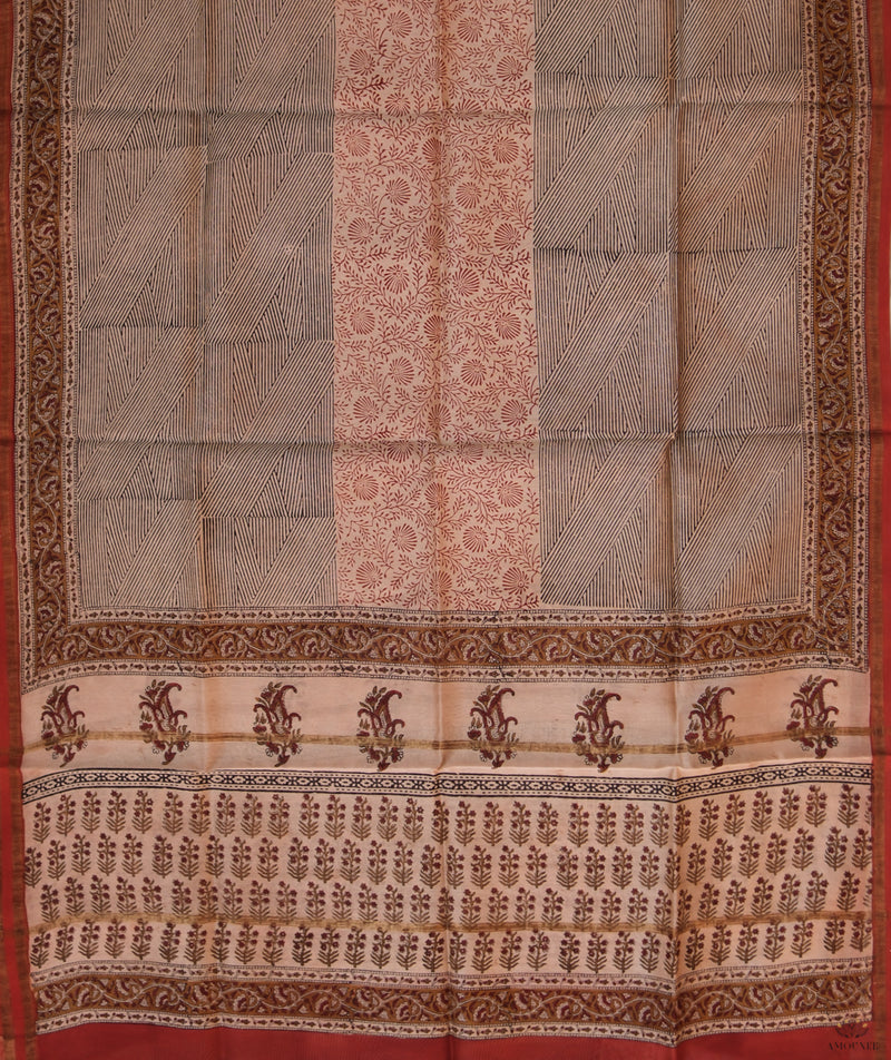 Handblock Printed Bagru Chanderi  Suit