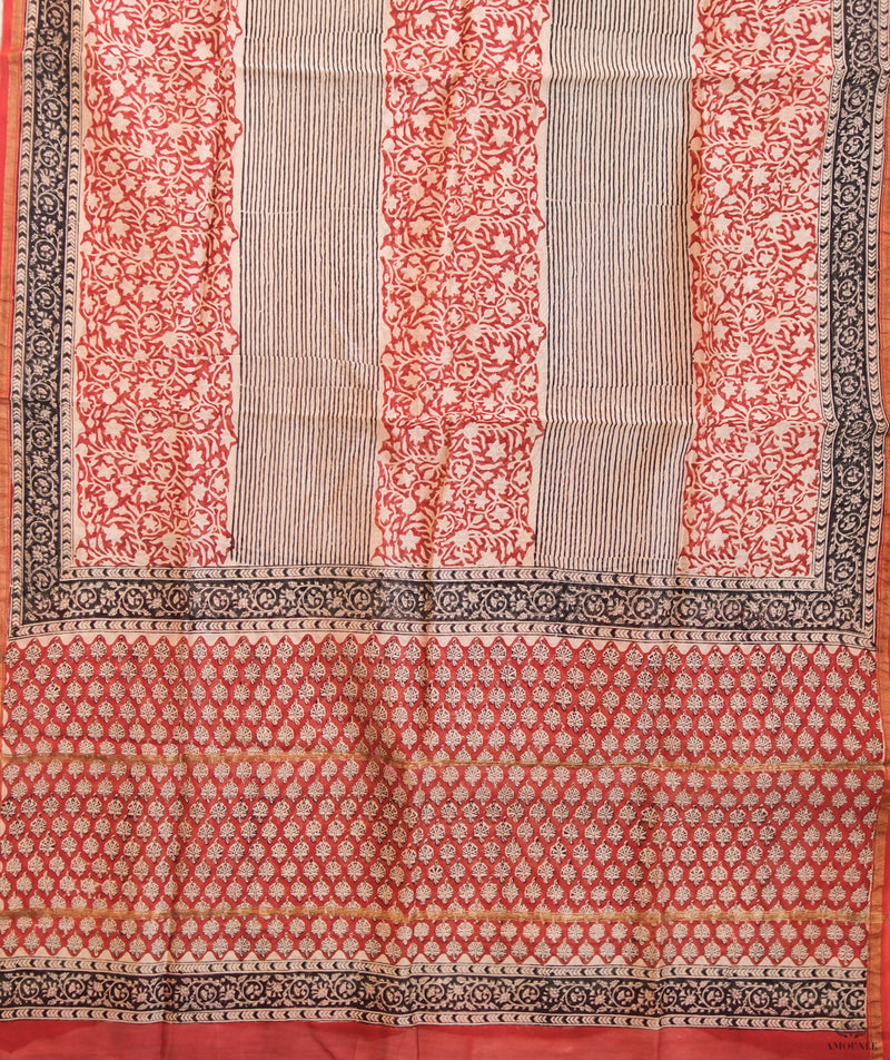 Handblock Printed Bagru Chanderi Suit