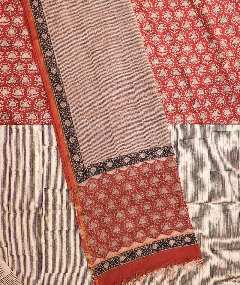 Handblock Printed Bagru cotton Suits with Kota Dupatta