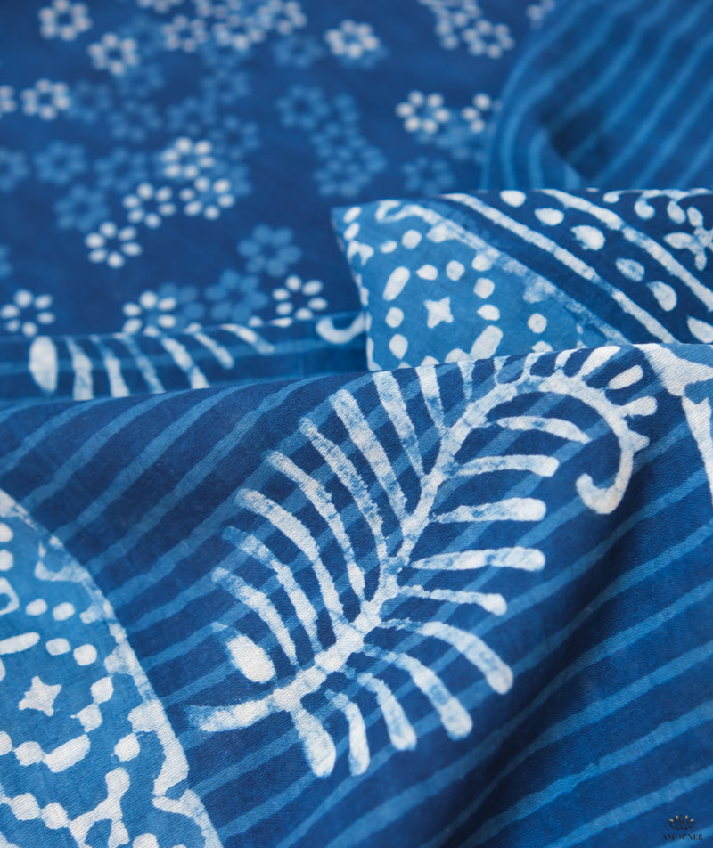 HANDBLOCK PRINTED DABU COTTON SUITS WITH KOTA DUPATTA