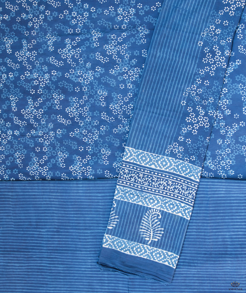 HANDBLOCK PRINTED DABU COTTON SUITS WITH KOTA DUPATTA