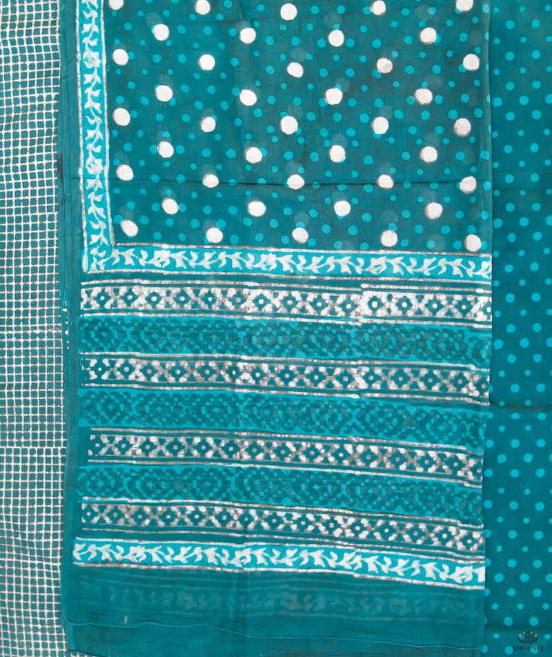 HANDBLOCK PRINTED DABU COTTON SUITS WITH KOTA DUPATTA