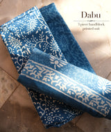 HANDBLOCK PRINTED DABU COTTON SUITS WITH KOTA DUPATTA