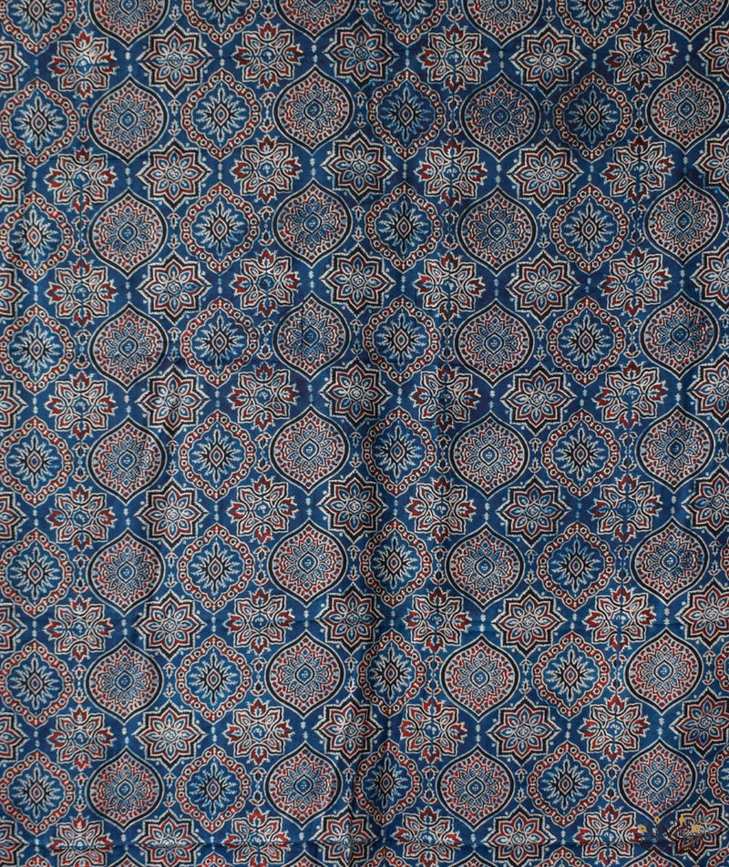 Ajrakh modal silk hand block printed yardage