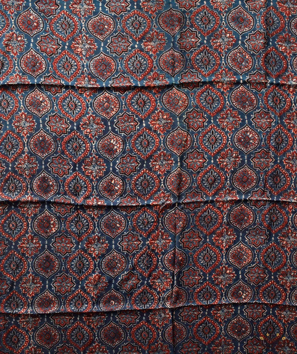 Ajrakh modal silk hand block printed yardage