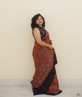 Ajrakh cotton hand block printed saree