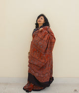 Ajrakh cotton hand block printed saree