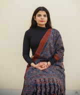 Ajrakh cotton hand block printed saree