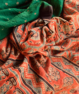 Ajrakh cotton bandhani hand block printed saree