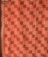 Ajrakh cotton bandhani hand block printed saree