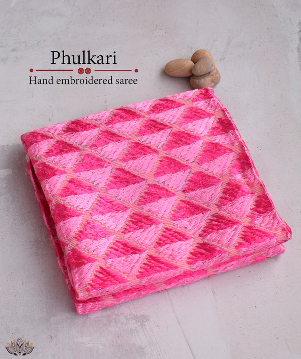 Phulkari Hand Embroidery Saree