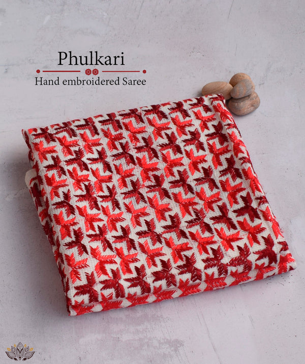 Phulkari Hand Embroidery Saree