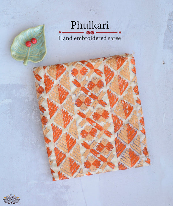 Phulkari Hand Embroidery Saree