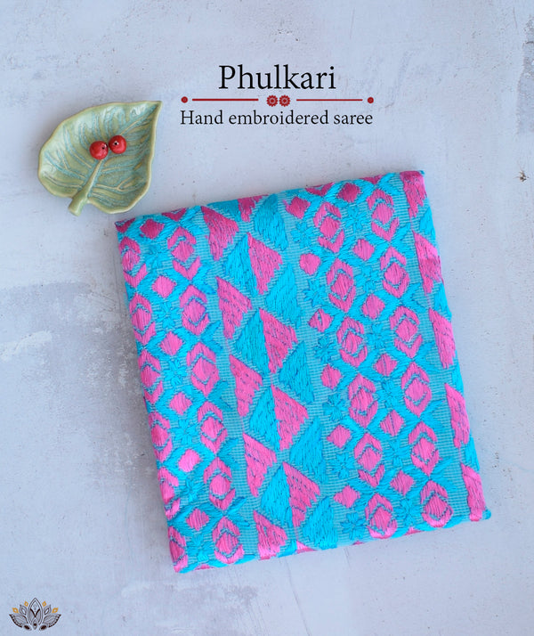 Phulkari Hand Embroidery Saree