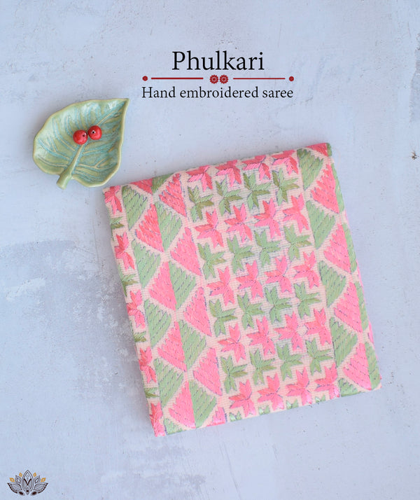 Phulkari Hand Embroidery Saree